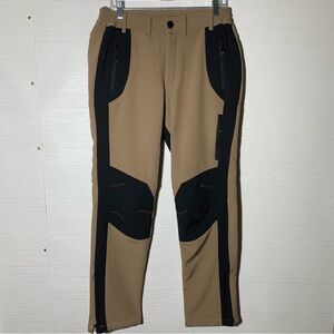 Tan Black Softshell Fleece Lined Outdoor Hiking Pants 32x30
